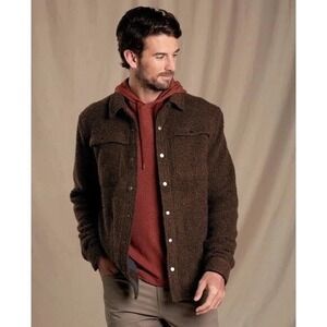 TOAD&CO Mens Telluride Sherpa Shirt Jacket Shacket Brown Wool Blend Size M